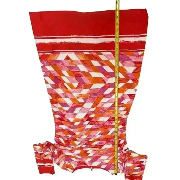 Vince Camuto 2 Long Sleeve Dress Orange/Red/Pink (W6821-G4) Geometric Lined - Picture 4 of 5